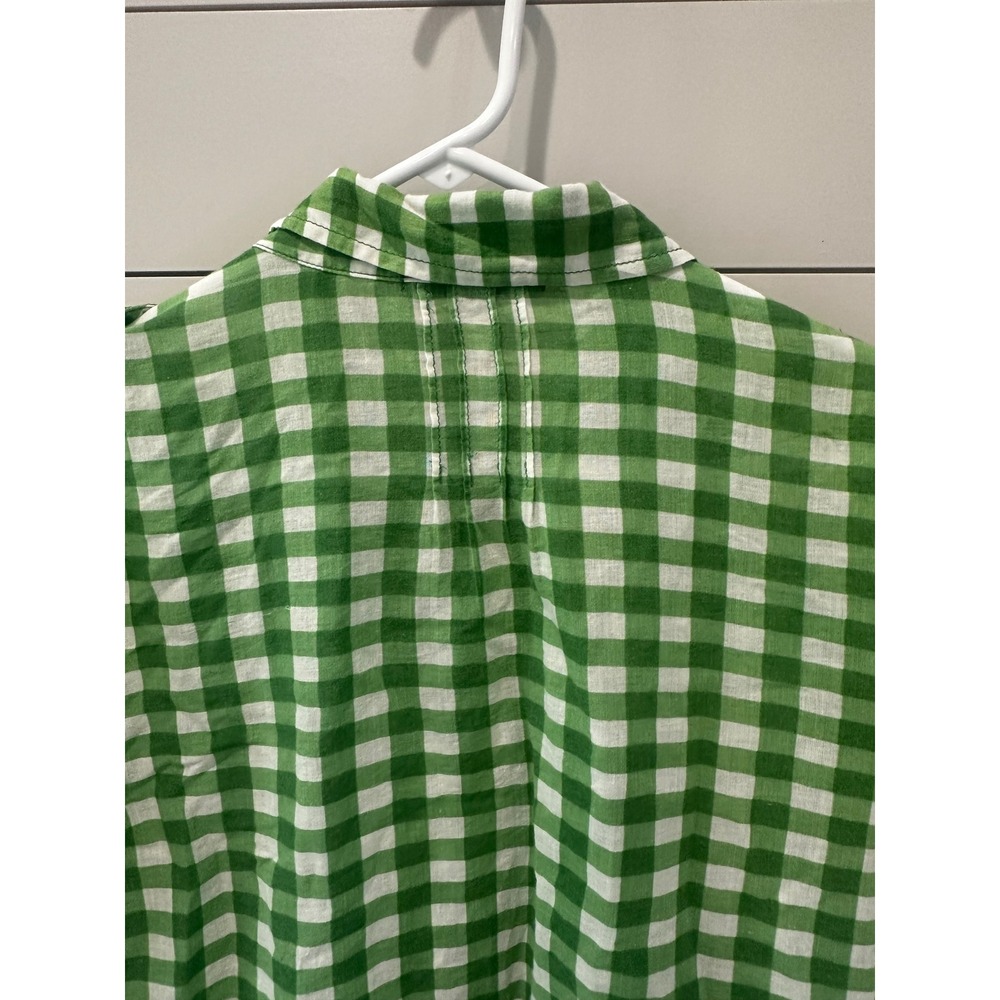 Sanctuary Clothing Green Gingham Button Up Shirt Womens Medium Cotton Epaulettes - Picture 7 of 8